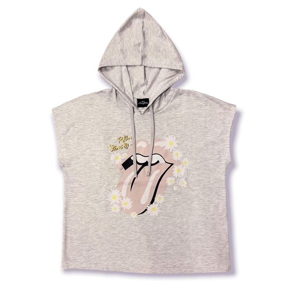 the Rolling Stones Tops - Rolling Stone's Hoodie Tee in Light Grey Sz S